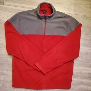 Brooks Brothers 346 Men's Red Gray Colorblock Full Zip Fleece Jacket Mens XL